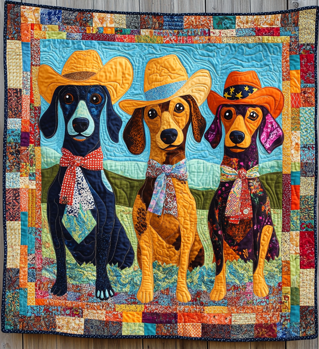 Cowboy Dachshund DAI241224395 Quilt Blanket