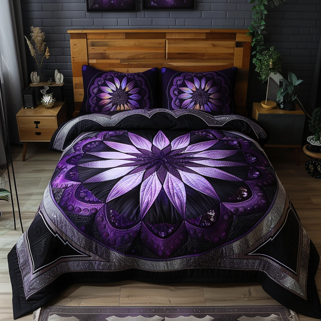 Purple Flower TAI170724030 Quilt Bedding Set