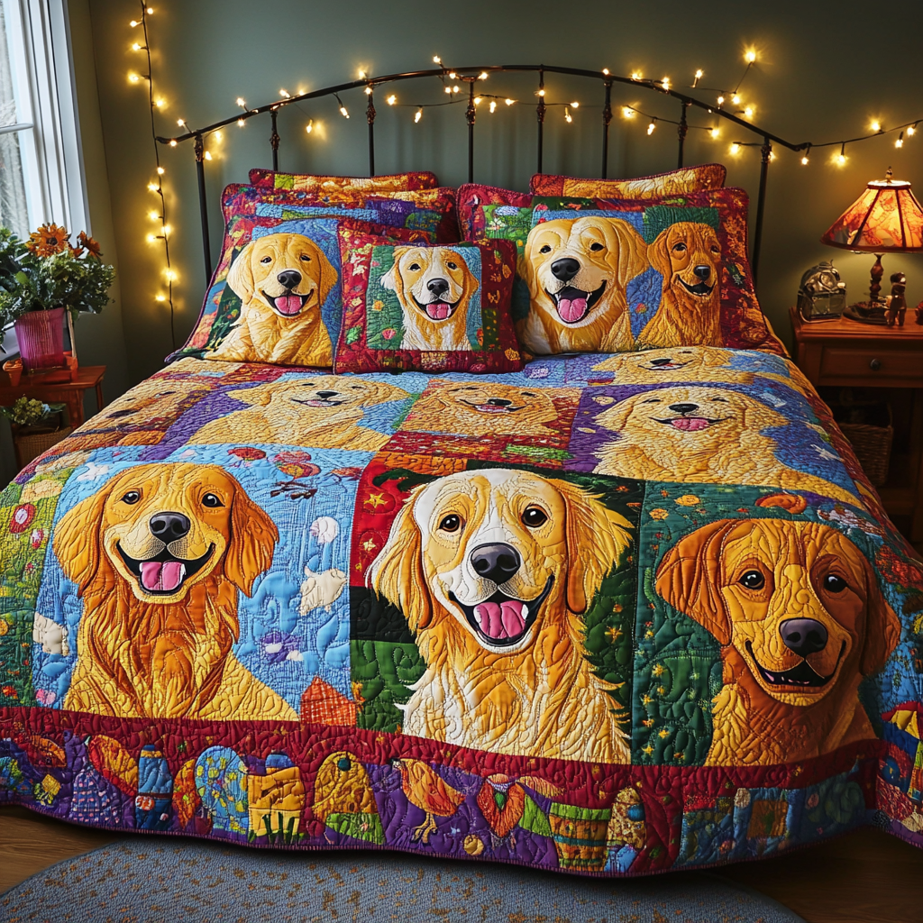 Golden Retriever TAI181024369 Quilt Bedding Set