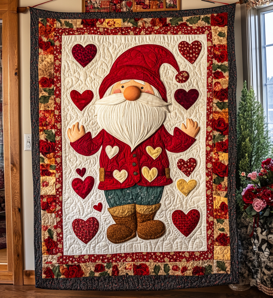 Valentine Gnome DAI171224088 Quilt Blanket