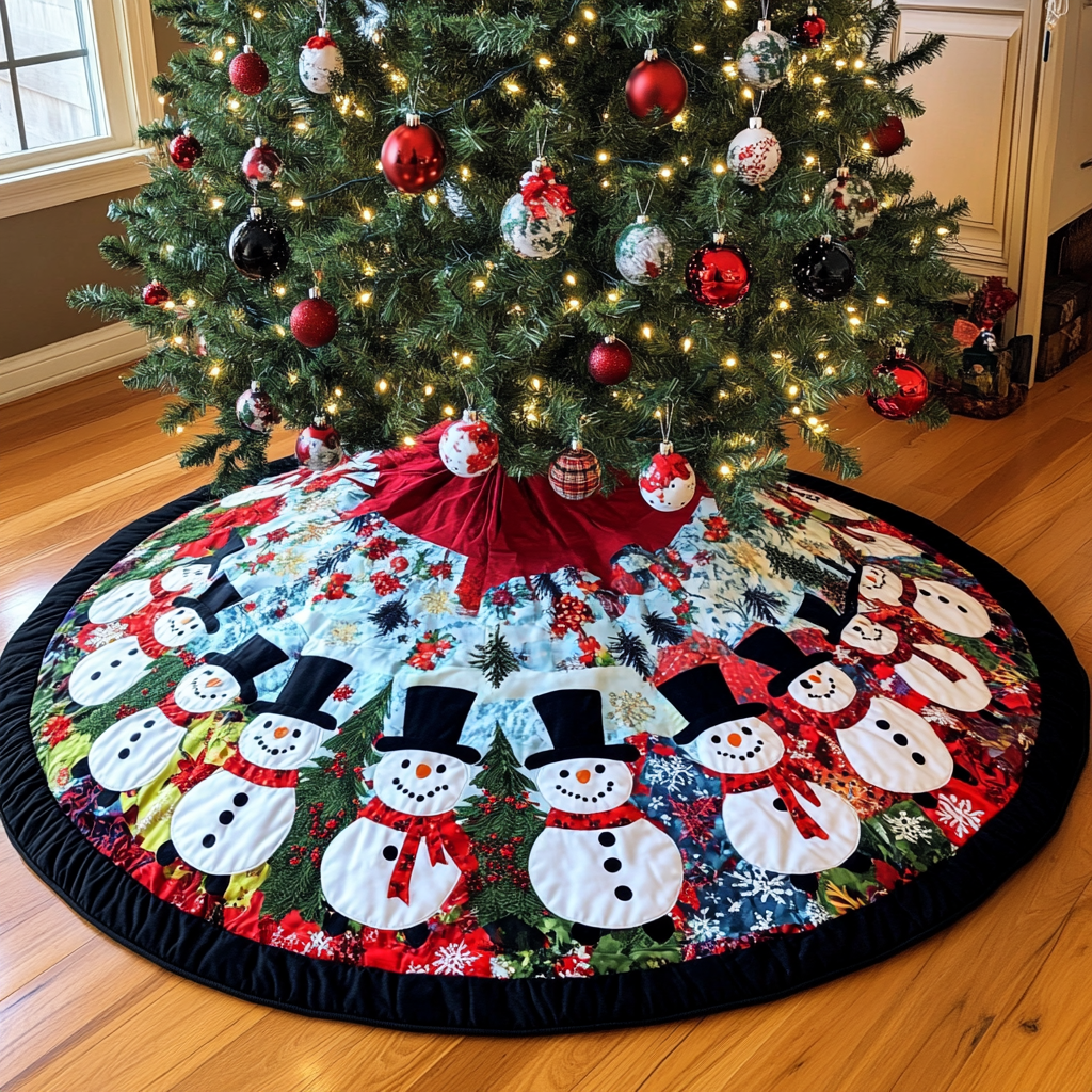 Christmas Snowman TAI141124323 Quilted Tree Skirt