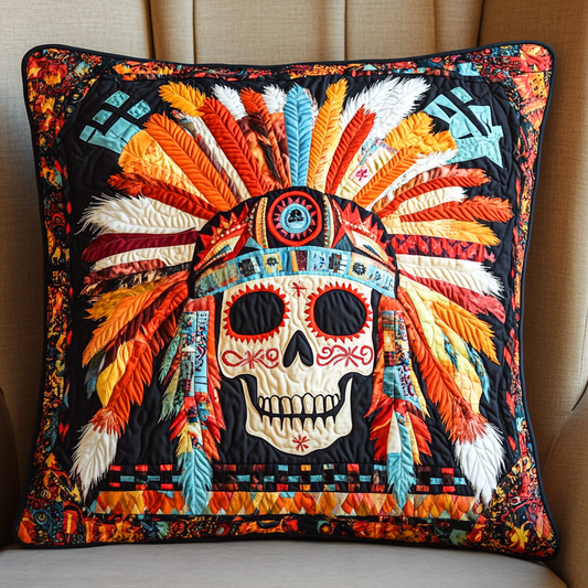 Native American Skull DAI301224172 Quilted Pillow Case