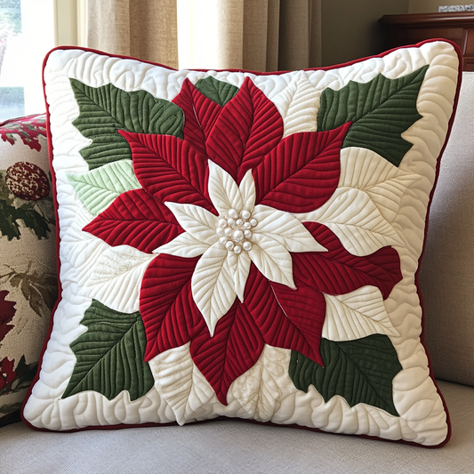 Christmas Poinsettia TAI141124448 Quilted Pillow Case