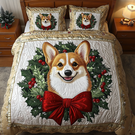 Christmas Corgi TAI111124107 Quilt Bedding Set