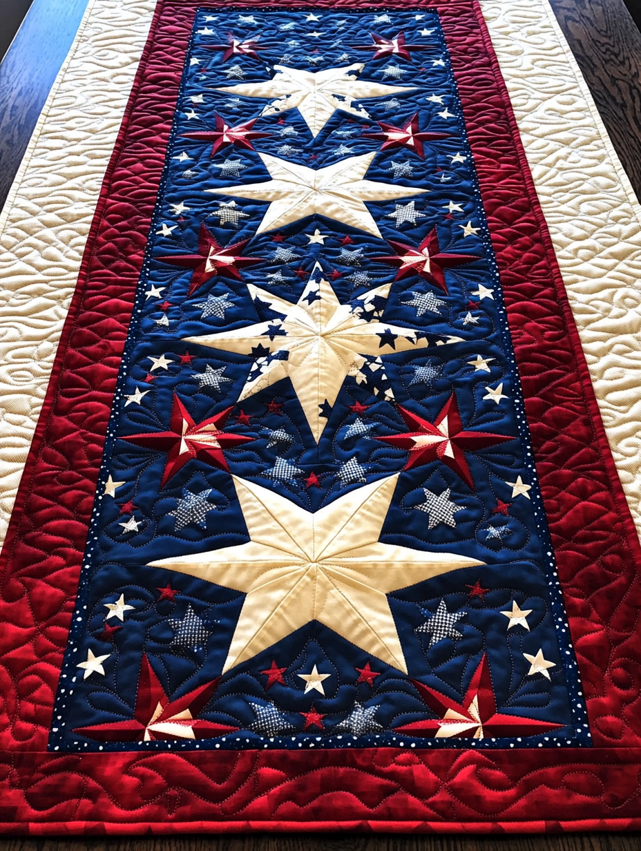 Patriotic Star DAI040225443 Quilted Table Runner