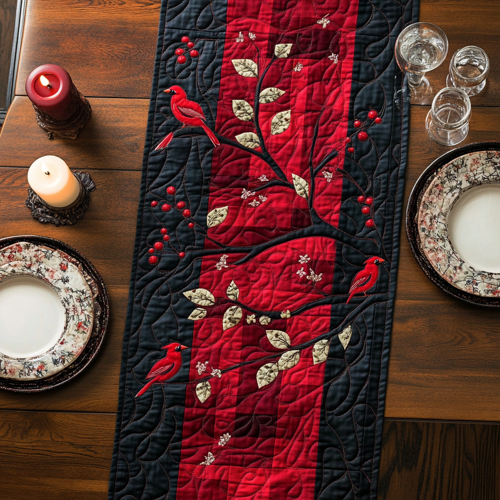 Christmas Cardinal TAI091024384 Quilted Table Runner