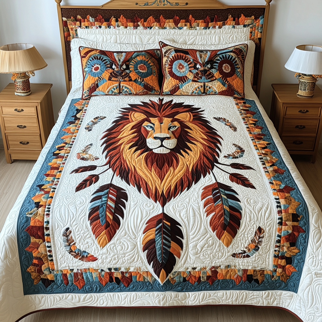 Native American Lion DAI241224160 Quilt Bedding Set