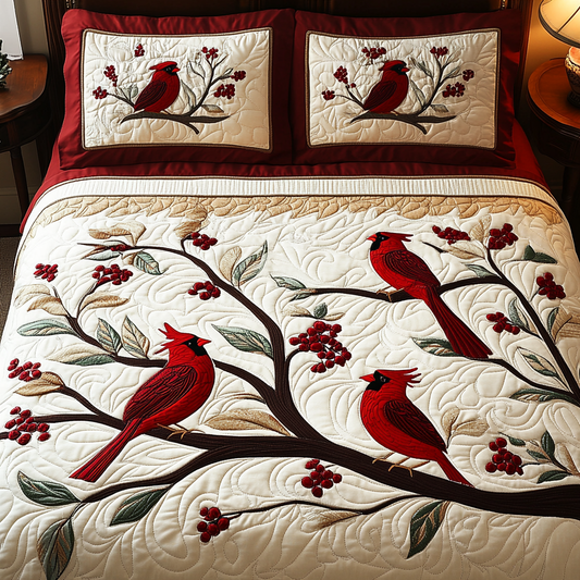 Christmas Cardinal TAI101224448 Quilt Bedding Set