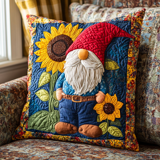 Sunflower Gnome DAI301224139 Quilted Pillow Case