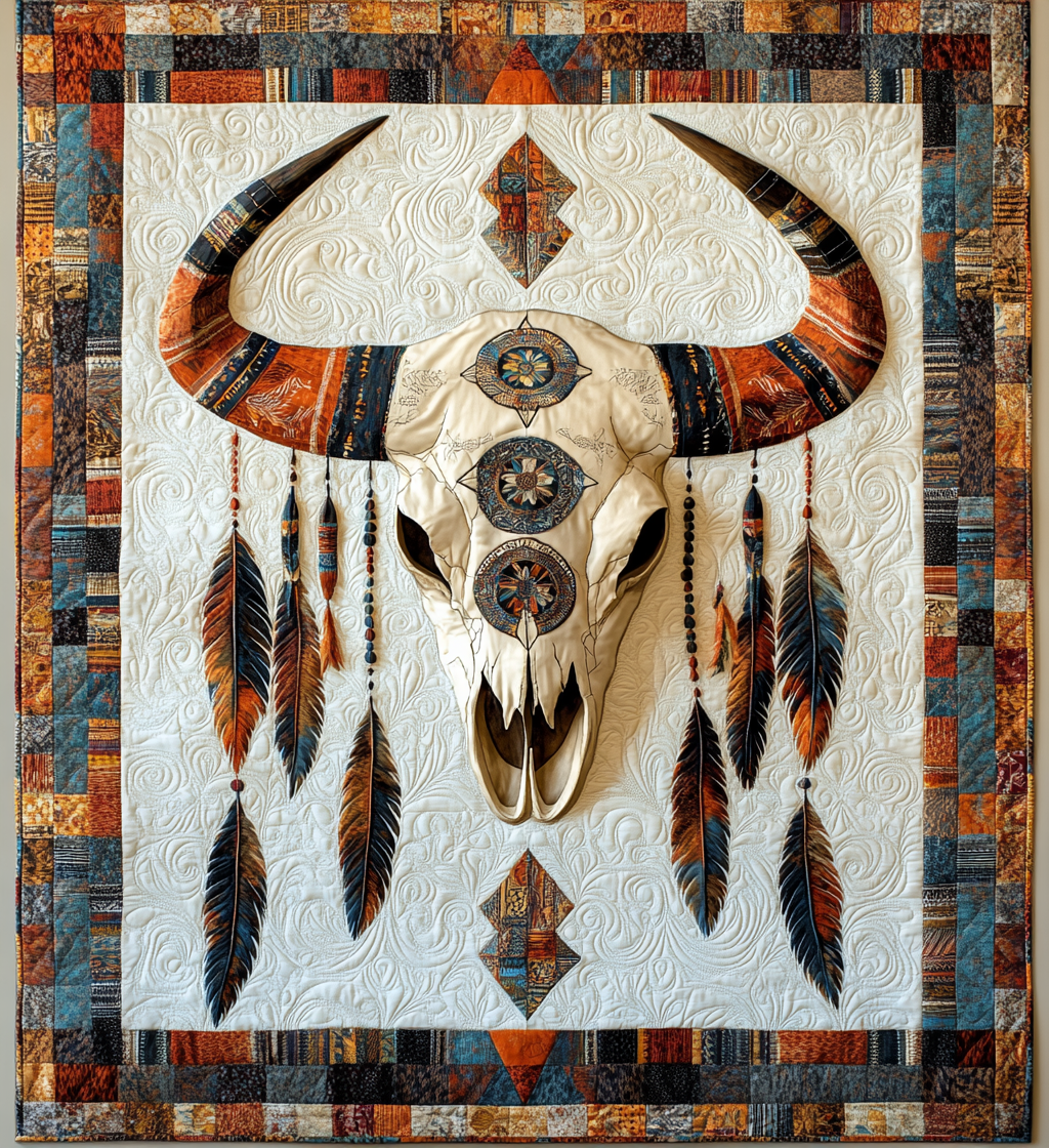 Tribal Bull Skull DAI171224028 Quilt Blanket