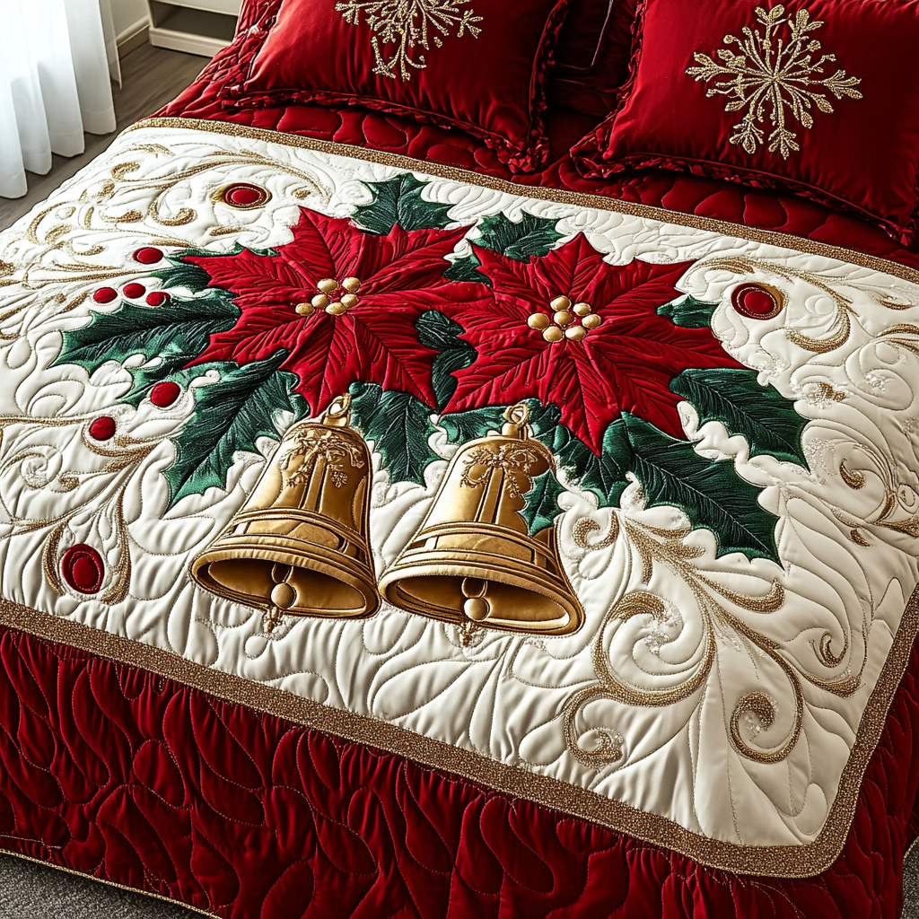 Christmas Poinsettia Bell TAI141124113 Quilt Bedding Set