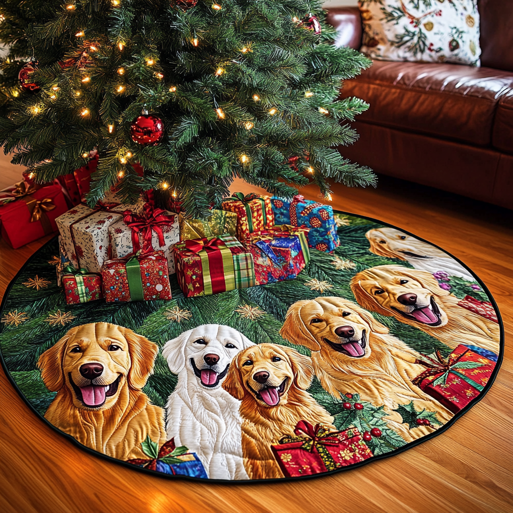 Christmas Golden Retriever TAI091024252 Quilted Tree Skirt