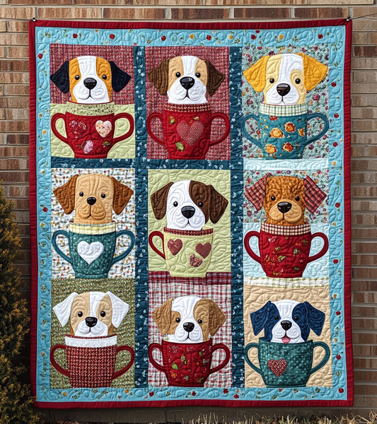 Dogs In Cups DAI090125153 Quilt Blanket