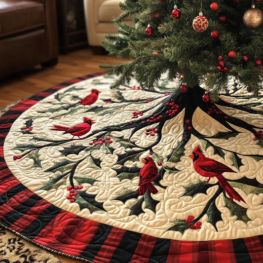 Christmas Cardinal TAI091024310 Quilted Tree Skirt