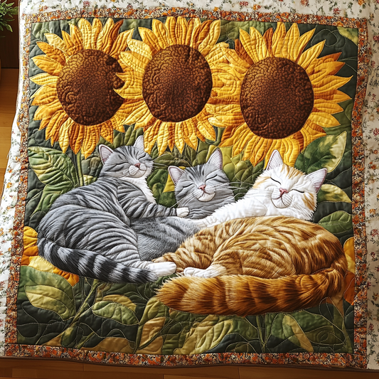 Cats In Sunflower Garden TAI111124222 Quilt Blanket