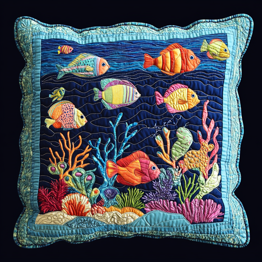 Fish DAI110225277 Quilted Pillow Case