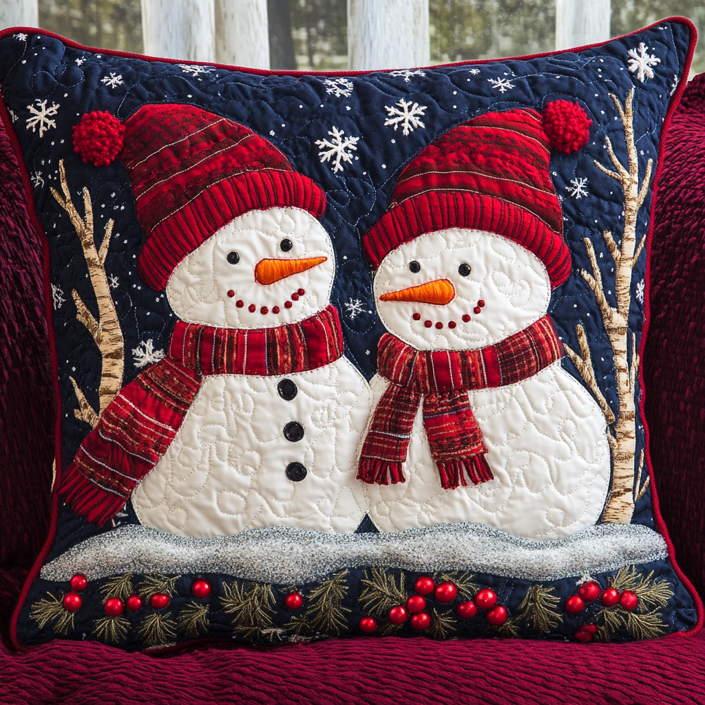 Christmas Snowman TAI141124355 Quilted Pillow Case