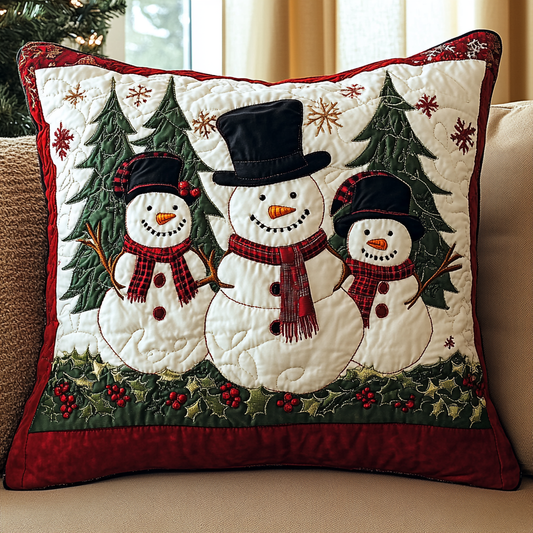 Christmas Snowman TAI141124418 Quilted Pillow Case