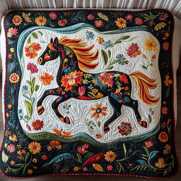 Floral Horse TAI181024007 Quilt Blanket Charming Favor