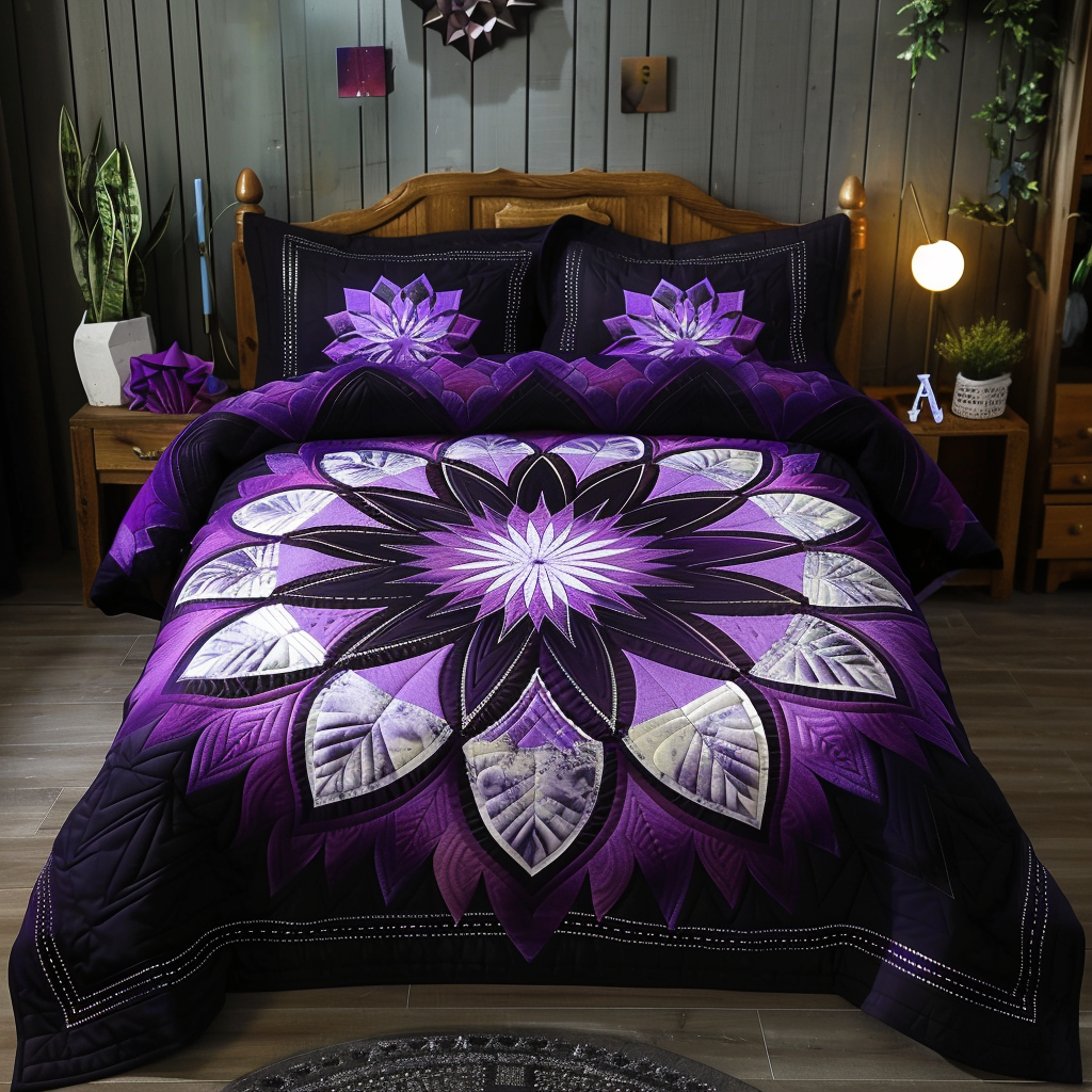 Purple Flower TAI170724029 Quilt Bedding Set