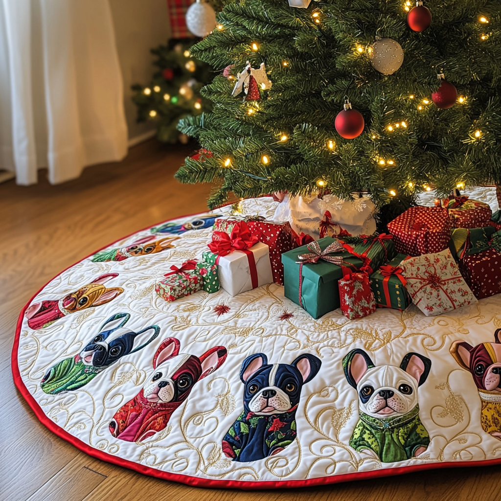 French Bulldog TAI041024231 Quilted Tree Skirt