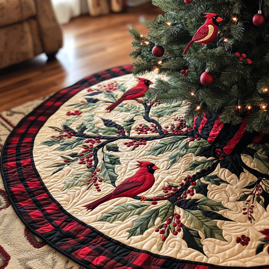 Christmas Cardinal TAI091024314 Quilted Tree Skirt