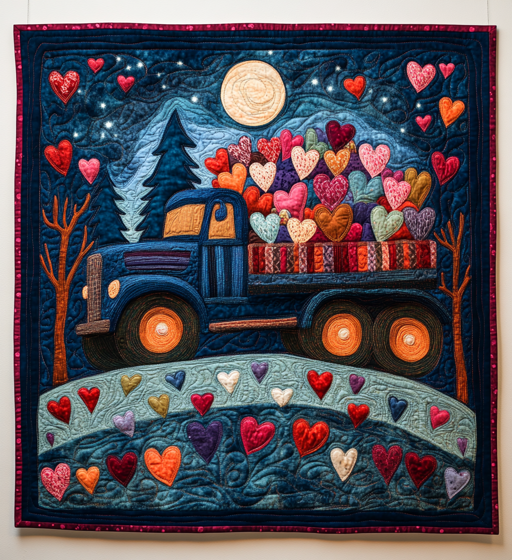 Valentine Truck DAI241224431 Quilt Blanket