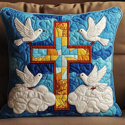 Dove With Christian Cross DAI231124130 Quilted Pillow Case