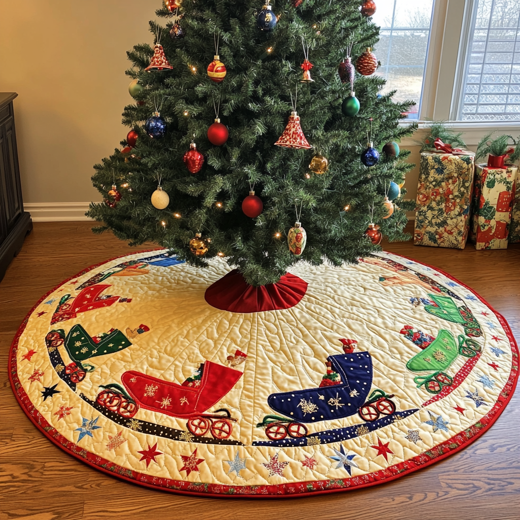 Christmas Sleigh DAI090924061 Quilted Tree Skirt