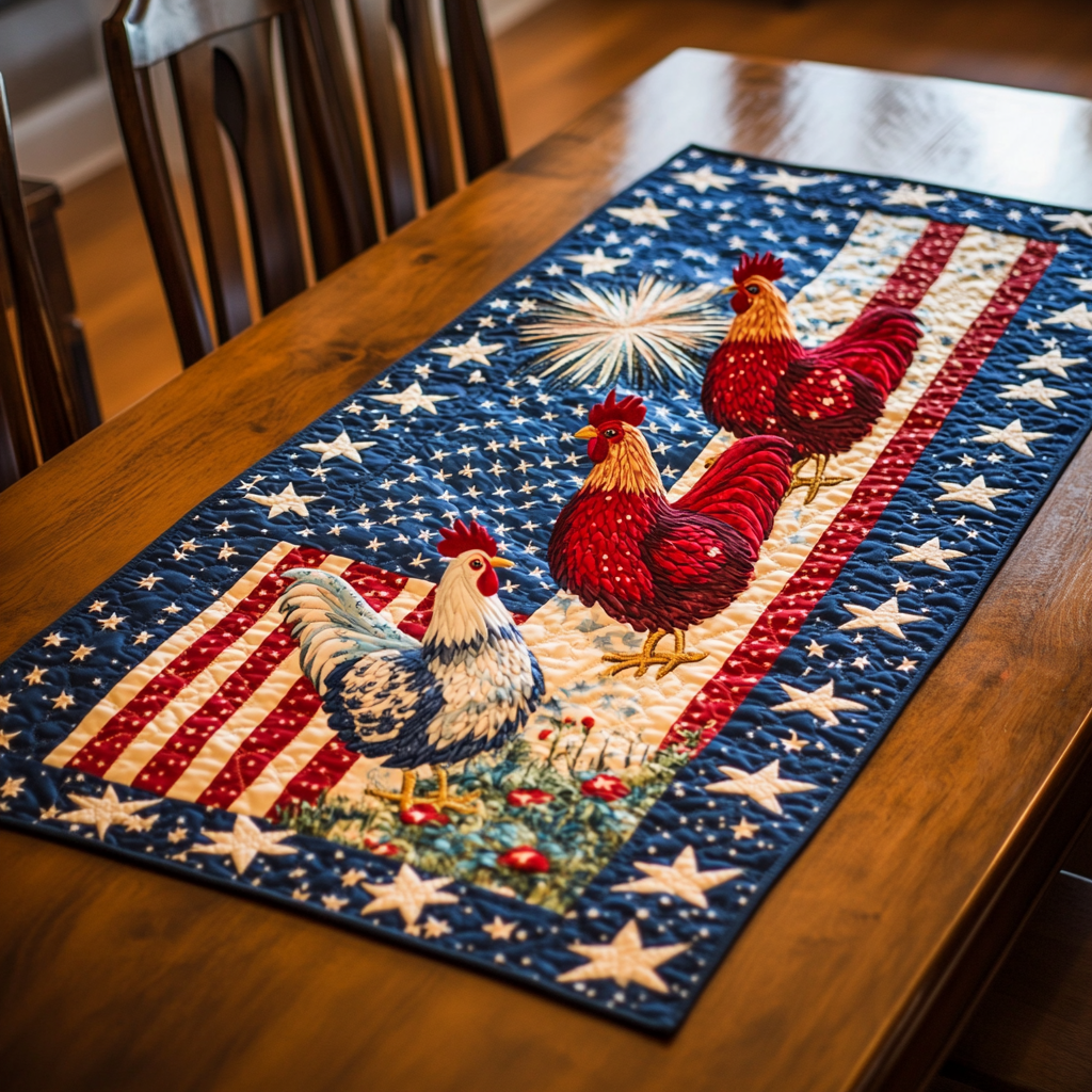 Patriotic Chicken DAI110225375 Quilted Table Runner