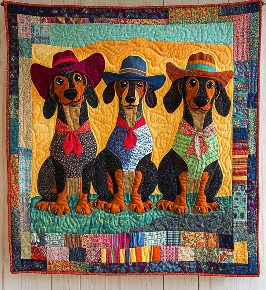 Cowboy Dachshund DAI241224392 Quilt Blanket