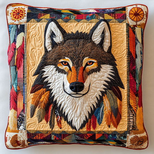 Native American Wolf DAI171224129 Quilted Pillow Case