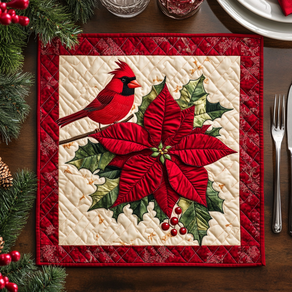 Christmas Cardinal TAI041024382 Quilted Placemats