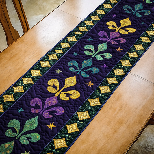 Mardi Gras Fleur De Lis DAI110225391 Quilted Table Runner