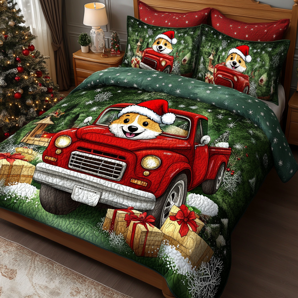 Christmas Corgi TAI111124091 Quilt Bedding Set