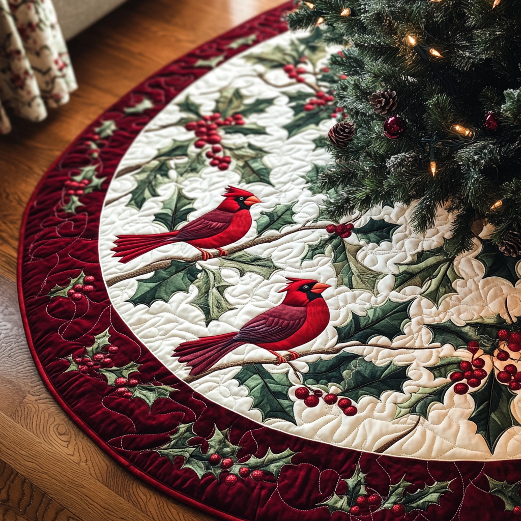 Christmas Cardinal TAI021024067 Quilted Tree Skirt