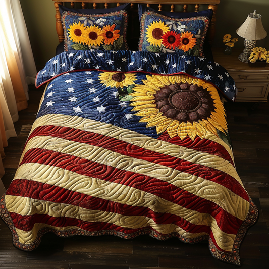 Patriotic Sunflower TAI170724093 Quilt Bedding Set