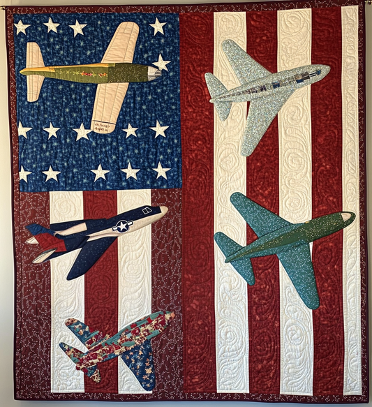 Patriotic Airplane DAI241224510 Quilt Blanket