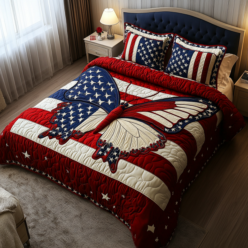 Patriotic Butterfly DAI190225167 Quilt Bedding Set