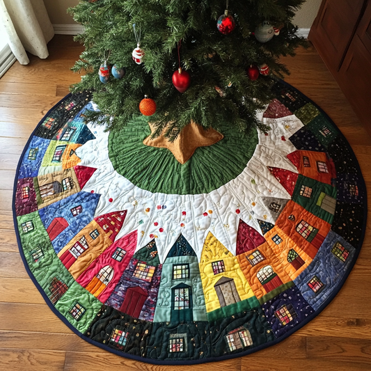 Christmas Houses TAI040924315 Quilted Tree Skirt