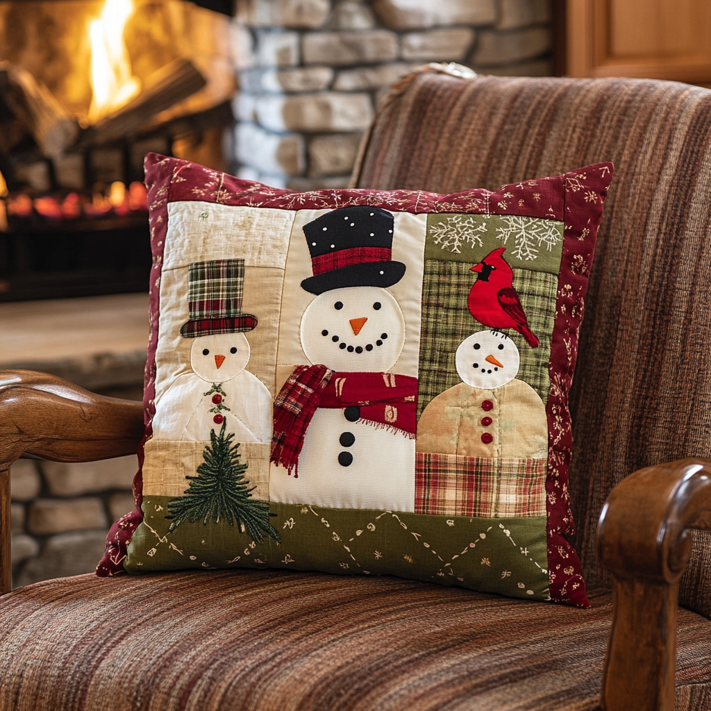 Christmas Snowman TAI181024560 Quilted Pillow Case