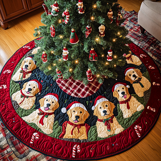 Christmas Golden Retriever TAI091024338 Quilted Tree Skirt