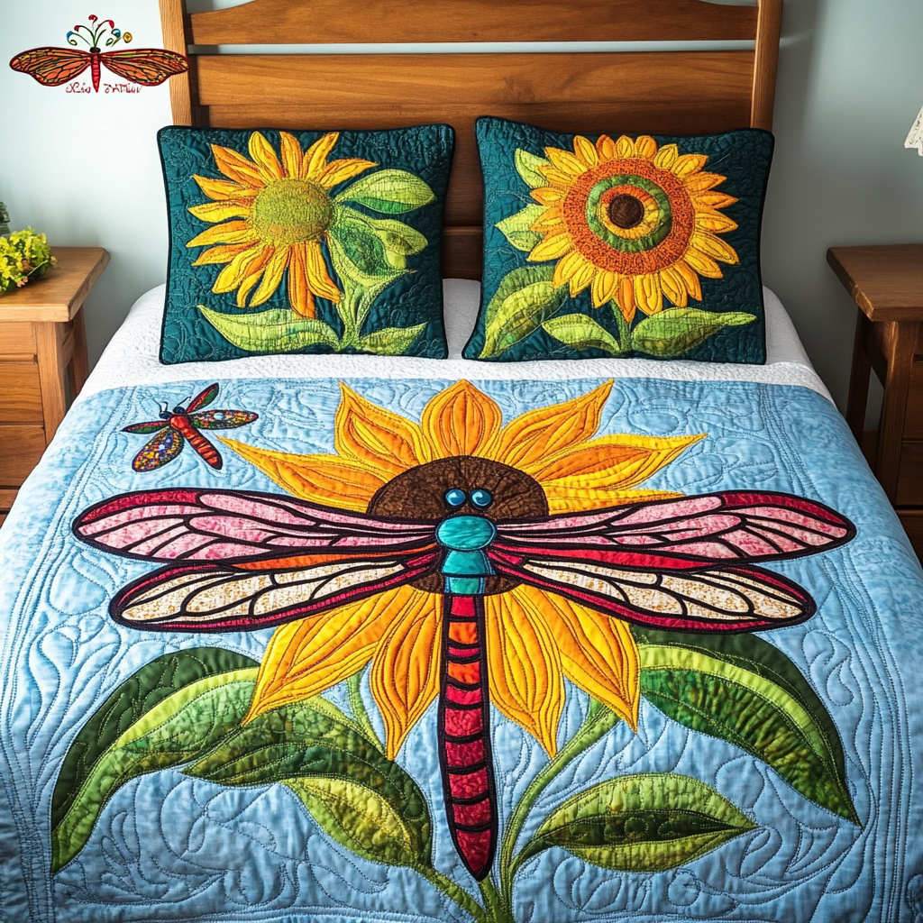 Sunflower Dragonfly DAI040924032 Quilt Bedding Set