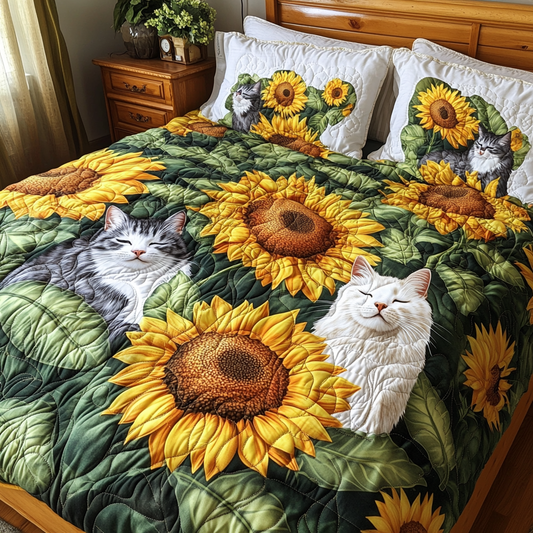 Cats In Sunflower Garden TAI111124075 Quilt Bedding Set