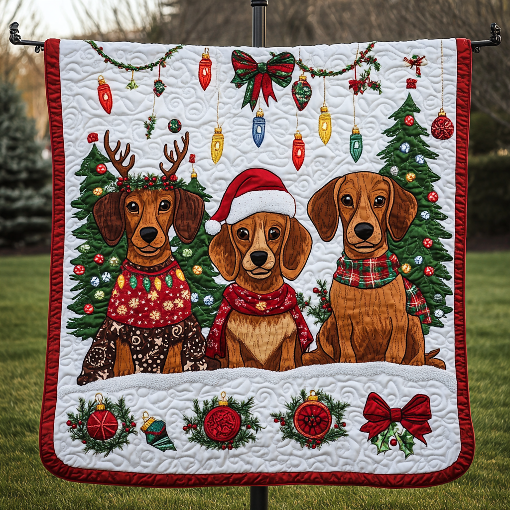 Christmas Dachshund TAI091024101 Quilt Blanket