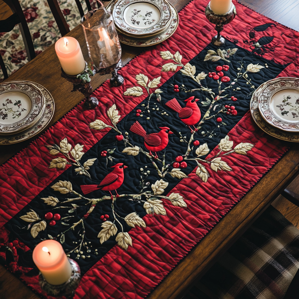 Christmas Cardinal TAI091024378 Quilted Table Runner – Charming Favor