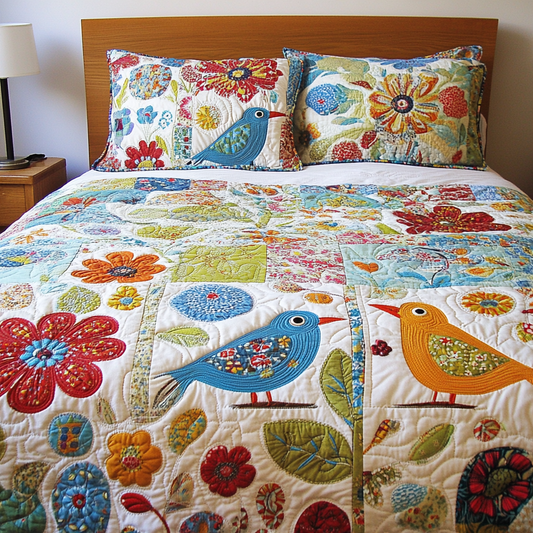 Birds In Flower Garden TAI251124023 Quilt Bedding Set