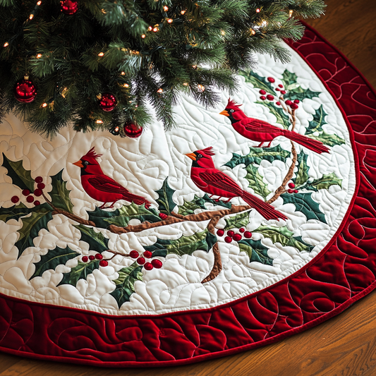 Christmas Cardinal TAI041024133 Quilted Tree Skirt