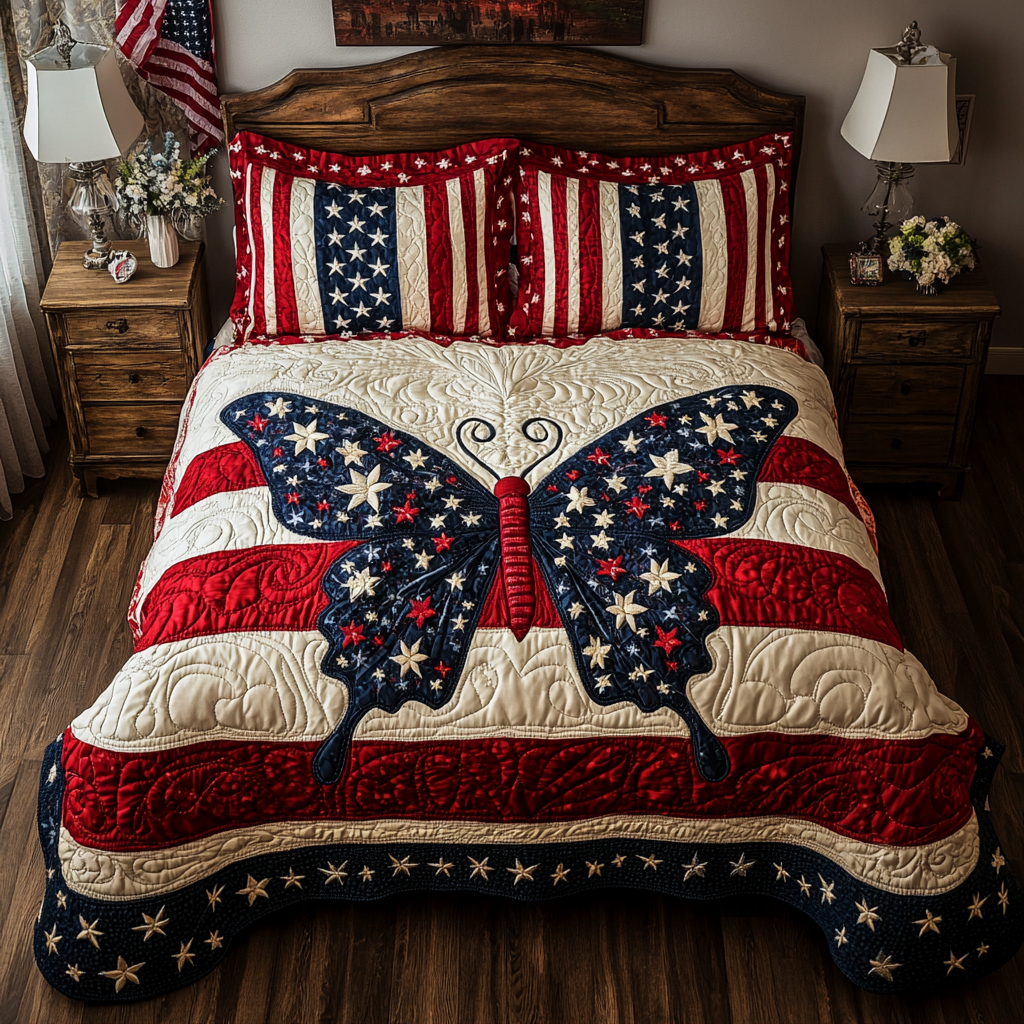 Patriotic Butterfly DAI190225163 Quilt Bedding Set
