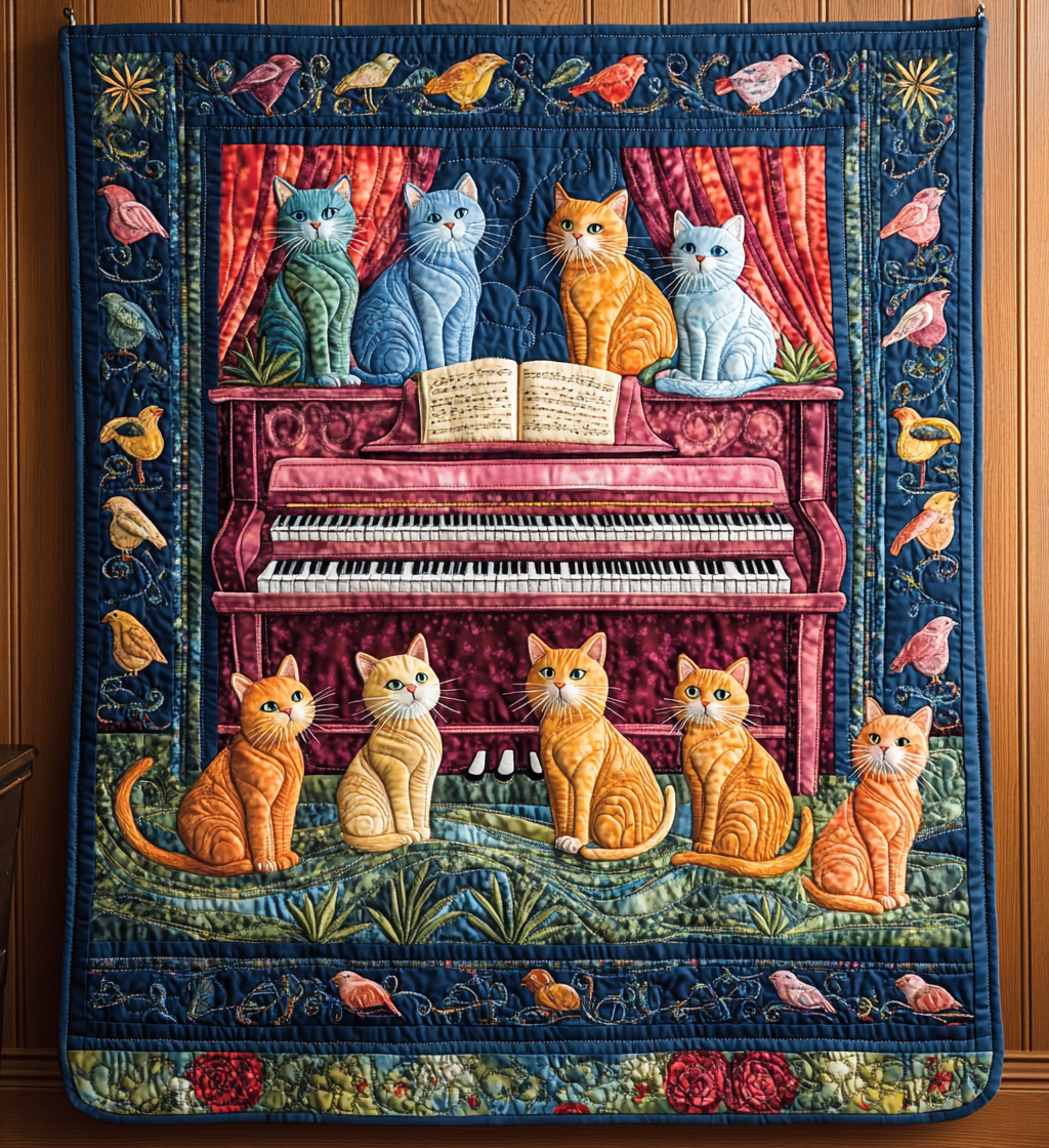 Piano Cat DAI090125226 Quilt Blanket